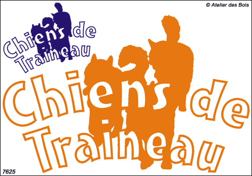 Lettrage Chiens de Traineau courbé 3 chiens